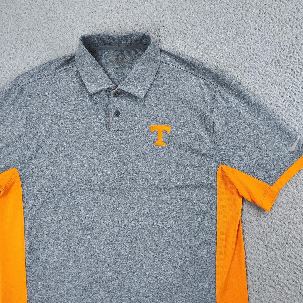 Tennessee Volunteers Nike Polo Shirt Mens Medium Gray Orange Dri Fit